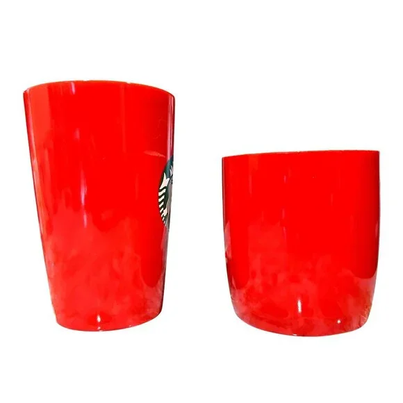 Starbucks Red Siren Logo Mug Set Tall Latte Pair Ceramic Glossy Coffee Cup - Picture 4 of 6